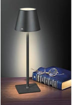 Cilio Sole LED Table Lamp with Touch Sensor, Dimmable with Memory Function, Up to 13 Hours of Lighting Time, for Indoor and Outdoor Use, Metal/Plastic, 13.75" H, 4.25" Diameter, Black