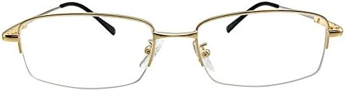 Mens Womens Half Rim Computer Reading Glasses Gold Colour Readers Anti Blue Ray +3.75 Spectacles