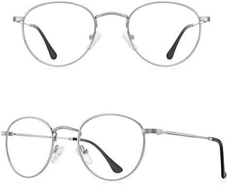 Small Metal Round Reading Glasses for Women Men Classic Vintage Retro Shades Blue Light Blocking Computer Readers