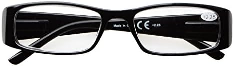 Eyekepper 5-Pack Spring Hinges Rectangular Reading Glasses Readers Black +3.0