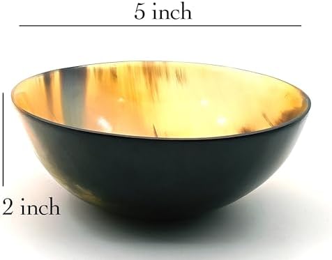 Set of 2Horn Bowl Viking Norse Medieval Reenactment| HORN BOWL | Hand Crafted for SERVING & SHAVING BOWLS gift for mother, father Husband christmas gift–(5" Diam. x 2" Deep) (2)