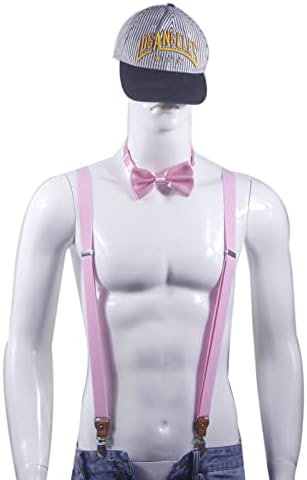 Suspenders Men&Women Bowtie Set X Back Suspender For Wedding&Formal Events with 1 Inch Wide Elastic Braces