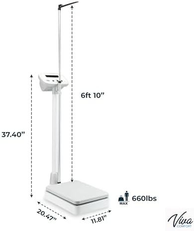 VivaComfort Digital Medical Scale for Body Weight, 660 LBs Weight Capacity Digital Medical Grade Doctor Scale, Professional Height and Weight Physician Scale