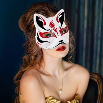 5 Pcs Cat Masks White Paper Blank Hand Painted Masks Halloween Masquerade Costume Cosplay Accessories