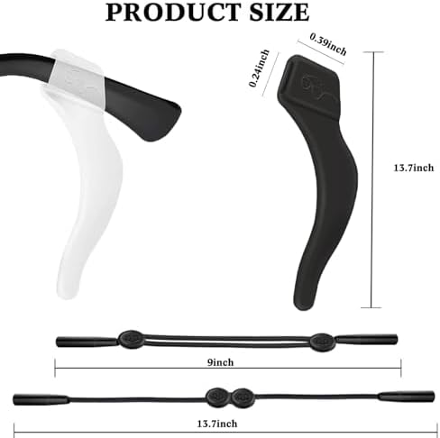 YMCCOOL 20 Pairs Eye Glasses Ear Grippers Anti-Slip Holder with 3pcs Adjustable Glasses Strap, Sports Rope Eyewear Retainer
