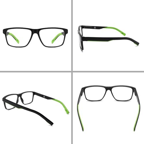 IVNUOYI 3 Pairs Reading Glasses Sports Style Frames with Spring Hinges, Flexible Blue Light Blocking Readers for Men