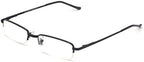 2 Pack Rectangular Metal Half Rim Reading Glasses with Case for Men and Women