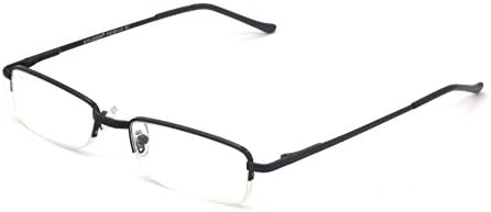 2 Pack Rectangular Metal Half Rim Reading Glasses with Case for Men and Women