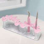 8 Holes Tweezers Holder, Acrylic Eyelash Extensions Supplies Organizer, Cosmetic Beauty Tweezers Display (Pink)