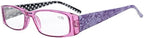 Eyekepper 5-Pack Spring Hinges Polka Dots Patterned Temples Rectangular Reading Glasses Readers Purple +3.5