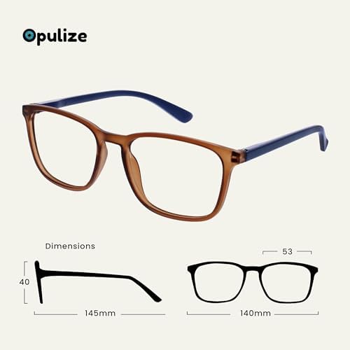 OPULIZE Max Classic Reading glasses for Women Men,Scratch Resistant Large Rectangular frame with Spring Hinges, Brown +2.5 (Pack of 1)