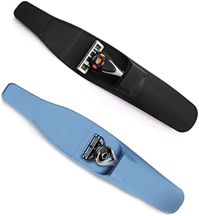 LinMei 2 Pack Silicone Razor Travel Case, Blue+Black, Compatible with Gillette, Parker, Merkur Razor