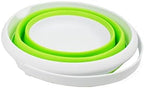 SAMMART Collapsible Plastic Bucket - Foldable Tub - Portable Fishing Water Pail - Space Saving Outdoor Waterpot (White/Grass Green, 8.5L Round)
