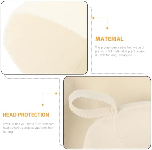 2pcs Felt Bath Hat Wool Sauna Hat Water Absorption Bath Hair Cap Shower Bathing Caps Cover with Loop for Sauna Dry Steam Room Accessories White