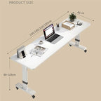 Overbed Table with 360° Wheels, Height Adjustable, Over Bed Table w/Heavy Duty Steel Leg, Standing Mobile Bed Desk
