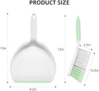 NACENA Dust Pan and Brush Set, Large Hand Broom and Dustpan Set Large Brush and Dustpan Set for Camping Broom and Dustpan Combo for Daily Cleaning Pet Hair Office Home Car, Light & Green