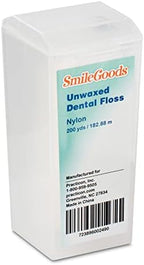 Practicon SmileGoods Unwaxed 200 Yard Dental Floss, Shred Resistant Nylon, Noncoated, Wax Less, Wax Free Floss, 1 Pack