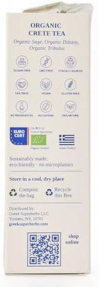 CRETE Tea | Greek Energy Loose Herbal Tea | Dittany of Crete, Sage, Tribulus | 100% ORGANIC, Caffeine Free, Natural, Earthy Flavor | 35G (1.2 OZ)