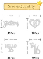 150 PCS 16th Birthday Decorations for Girls, Silver Glitter Happy Sweet Sixteen Confetti, Sweet 16, hello 16, 16 and Fabulous Table Scatter, Happy 16th Birthday Party Decorations Supplies