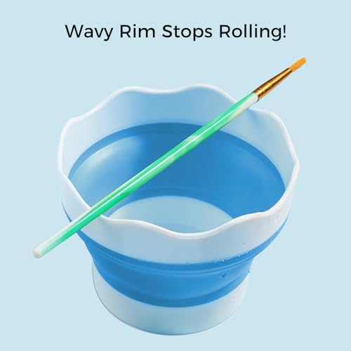 4PCS Paint Water Cup Collapsible Paint Brush Washer Silicone Portable Watercolor Brush Holder Mini Foldable Washing Buckets Multifunctional Organizer Cleaner for Watercolor Oil Painting