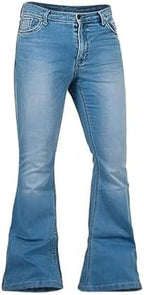 Men's Vintage Jeans Bell Bottom Pants Retro 70s 60s Outfits Flared Jeans Comfortable Stretch Fit for Disco Party