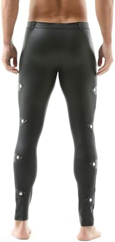 Men's Faux Leather Tight Pants Leggings Long Skinny Bottoms Stretchy Motorcycle Pants