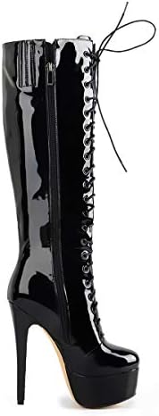 Richealnana Women's Platform Lace Up Stiletto High Heels Knee High Boots