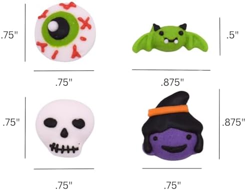 Halloween Edible Cake Decorations - Candy or Cupcake Topper - 15 Count Ghosts (Eyes, Skulls, Witches, Bats)