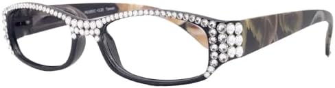 Rosie "NY Fifth Avenue Bling Reading Glasses (Black Frame) with Clear Genuine European Crystals on the Full Top."