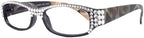 Rosie "NY Fifth Avenue Bling Reading Glasses (Black Frame) with Clear Genuine European Crystals on the Full Top."