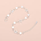 Silver Layered Star Heart Bracelets for Women Link Chain Bracelet Fashion Jewelry Gifts