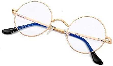 EYLRIM Round Blue Light Blocking Glasses for Women Men Circle Clear Lens Metal Frame Eyeglasses Non Prescription