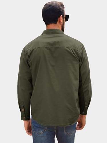 Gihuo Long Sleeve Work Shirts for Men Button Down Shirt Men Cotton Cargo Tactical Shirt for Fishing Safari