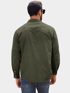 Gihuo Long Sleeve Work Shirts for Men Button Down Shirt Men Cotton Cargo Tactical Shirt for Fishing Safari