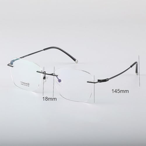 1 Pair Metal Frame Temple Arms Titanium Rimless Glasses Legs and Stainless Steel Nose Bridge Glasses Replacement Temple Eyewear Frame Temple with Double Rubber Plug（Black)