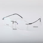 1 Pair Metal Frame Temple Arms Titanium Rimless Glasses Legs and Stainless Steel Nose Bridge Glasses Replacement Temple Eyewear Frame Temple with Double Rubber Plug（Black)
