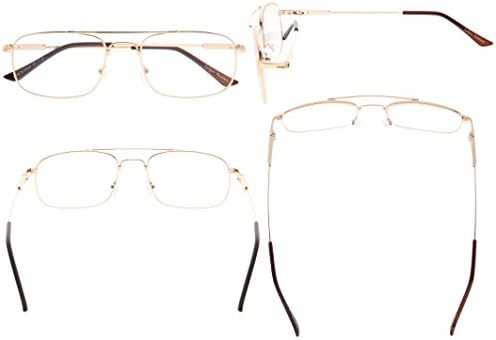Eyekepper Mens Womens Memory Titanium Reading Glasses Bendable Bridge And Temple Readers (Gold,+0.50)
