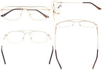 Eyekepper Mens Womens Memory Titanium Reading Glasses Bendable Bridge And Temple Readers (Gold,+0.75)