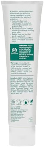 Desert Essence Tea Tree Oil & Neem Toothpaste - Fluoride-Free, Gluten-Free, SLS Free Formula - Vegan, Herbal Toothpaste for Plaque Reduction - Wintergreen Flavor, 6.25 oz