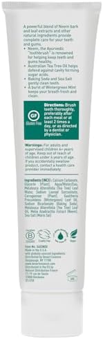 Desert Essence Tea Tree Oil & Neem Toothpaste - Fluoride-Free, Gluten-Free, SLS Free Formula - Vegan, Herbal Toothpaste for Plaque Reduction - Wintergreen Flavor, 6.25 oz