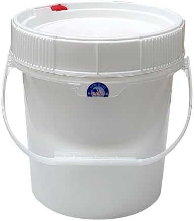3 Gallon Bucket with Screw Top Lid & Handle Food Safe HDPE PolyEthylene Plastic BPA Free Storage Pail Airtight Safety Lock All Purposes Premium Quality Buckets FDA Compliant (White, 3 Gallon)
