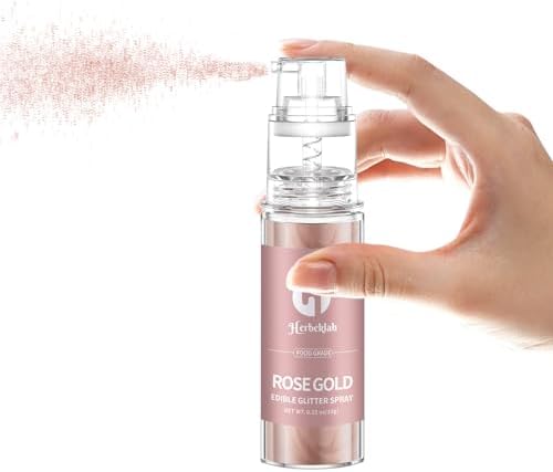 Rose Gold Edible Glitter Spray 10g Herbeklab Edible Rose Gold Glitter for Cakes Food Grade Drink Glitter for Cocktails Chocolate Cake Pop Strawberry