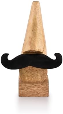 NIRMAN Display Stand Handmade Wooden Nose Shaped Spectacle Specs Eyeglass Holder Stand with Mustache (2" x 2" x 6")