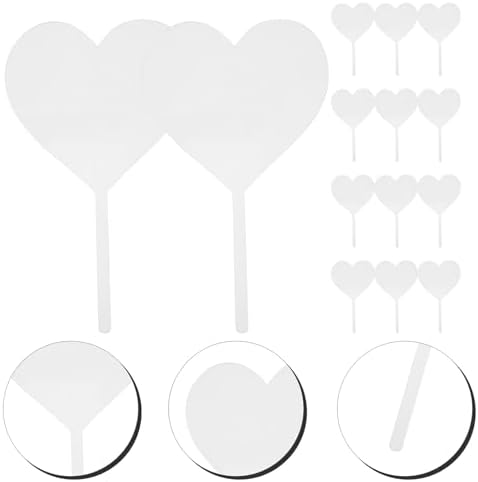 15pcs Clear Heart-shaped Acrylic Cupcake Toppers DIY Blank Party Cake Picks for Birthday Dessert Decoration and Break-resistant Cake Scene Props