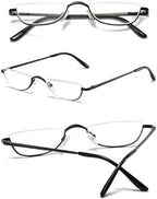 Half Moon Reading Glasses Men Women Half Rim Metal Frame Spring Hinge Retro Stylish Slim Computer Readers