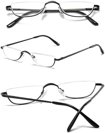 Half Moon Reading Glasses Men Women Half Rim Metal Frame Spring Hinge Retro Stylish Slim Computer Readers