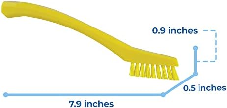 Vikan - 44016 Detail Brush, Multifunctional, Slip-Resistant Cleaning Tool, Extra Stiff Polypropylene & Polyester Bristle, 8 Inch, Yellow