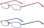 REAVEE 2 Pack Slim Pen Reading Glasses for Men Women, Small Pocket Size Tube Readers Spring Hinge with Portable Clip Case, Pink and Blue 2.5