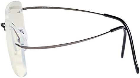 CessBlu Rimless Blue Light Blocking Glasses for Men Reading Computer Titanium Computer Readers Cut UV Rays Bendable