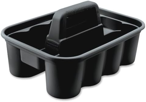 Rubbermaid Commercial Products Deluxe Carry Caddy, Black, Cleaning Storage for Wipes/Spray Bottles/Brushes/Dustpans/Gloves, Pack of 6